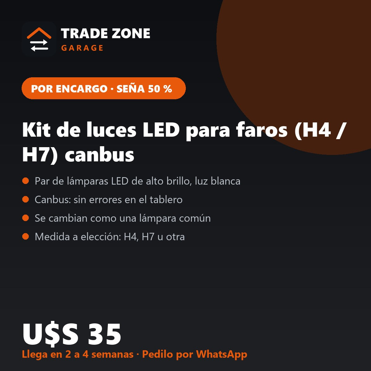 Kit de luces LED para faros (H4 / H7) canbus